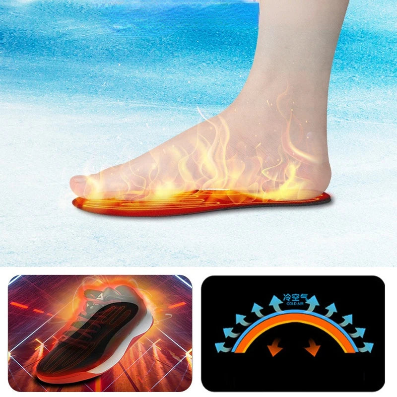 USB Rechargeable Heated Insoles Size 35-46 DIY Customizable Electric Heated Shoes Pad for Outdoor Skiing Winter Foot Warmers