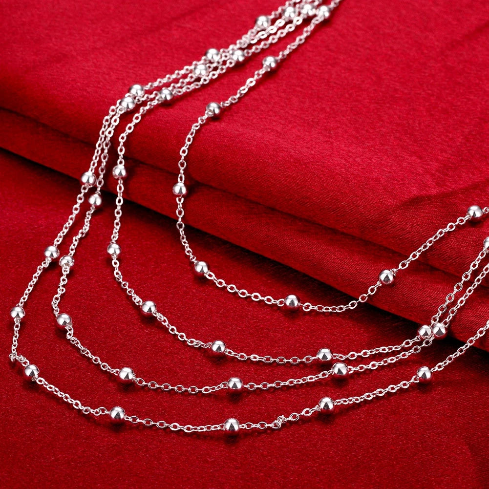 Hot luxury designer 925 sterling silver tassel beads bracelets necklaces for women fashion original jewlery sets party wedding