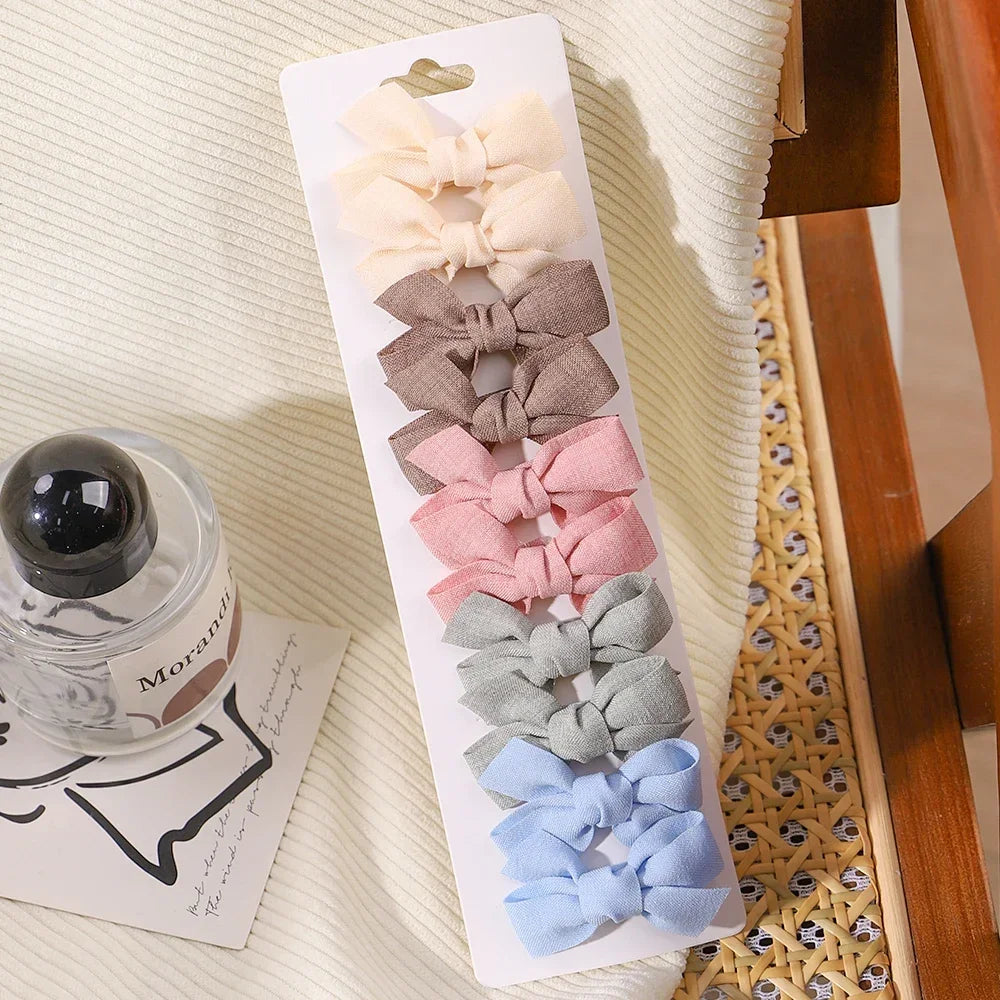 10pcs/set Girls Princess Solid Hairpins Hair Bows Nylon Safe Hair Clip Barrettes for Infants Toddlers Kids Baby Hair Accessories