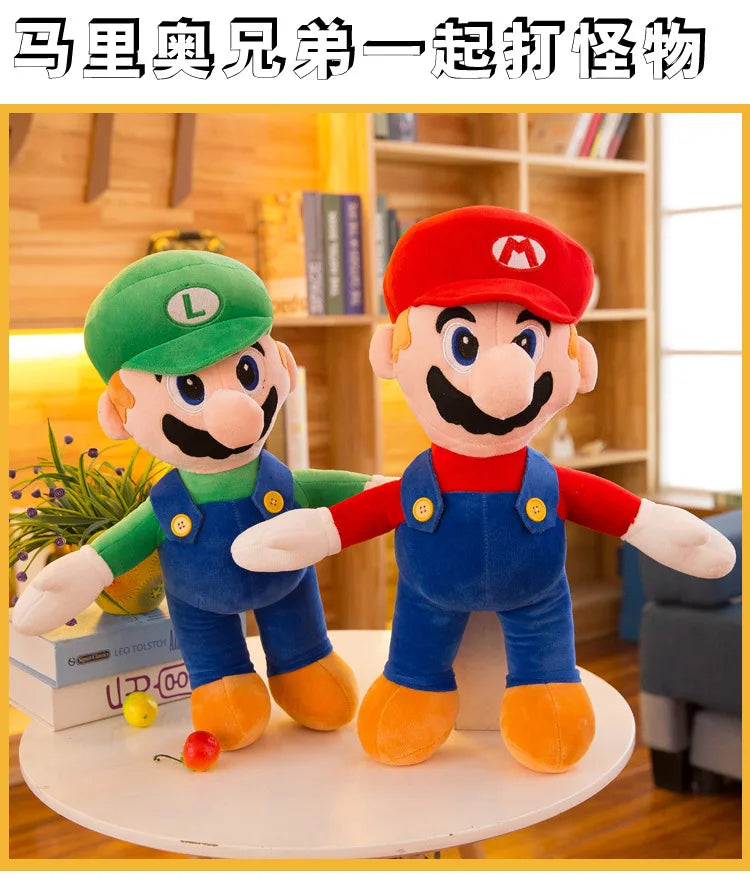 40-50CM Super Mario Plush Doll Toy Brother Bros Luigi Soft Stuffed Pillow Supermario Children Gifts