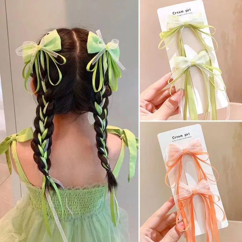 New Fashion Kids Bow Strap Hairpin Baby Weaving Headwear Long Beauty Girls Hairpins Fashion Children's Hair Accessories