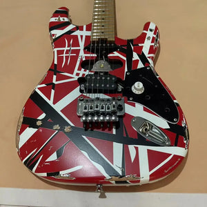 In stock, 6-chord relic style Fan Hailun electric guitar, red body, chrome plated accessories, available in multiple colors, fac