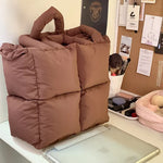 Load image into Gallery viewer, Designer Puffy Shoulder Bag Women Quilted Space Cotton Down Feather Padded Large Capacity Handbag Winter Shopping Tote Purse
