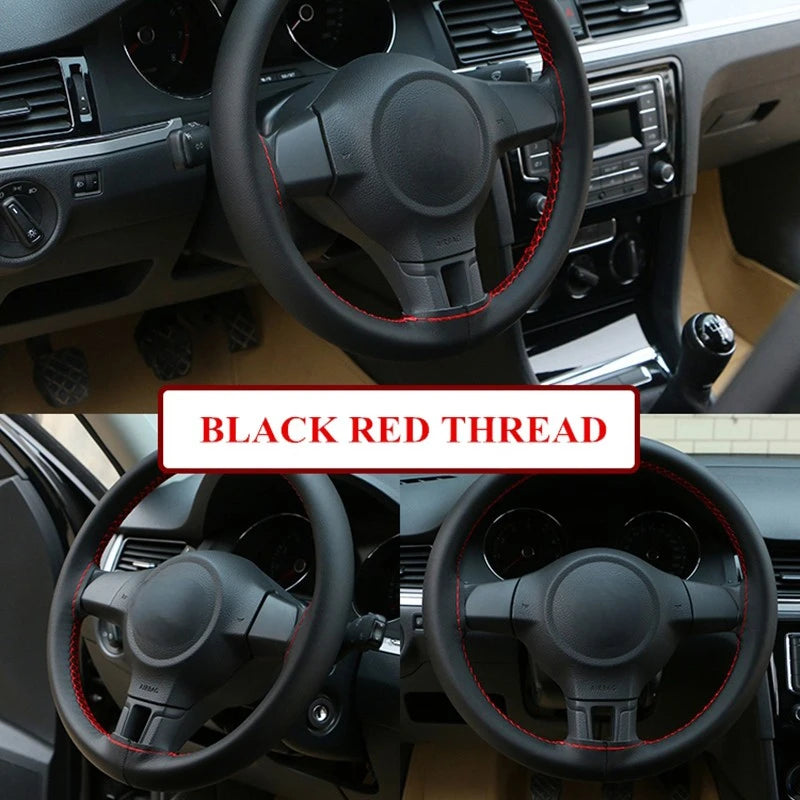 DIY Soft Fiber Leather Steering Wheel Covers Universal braid Car steering-wheel With Needles And Thread Interior accessories