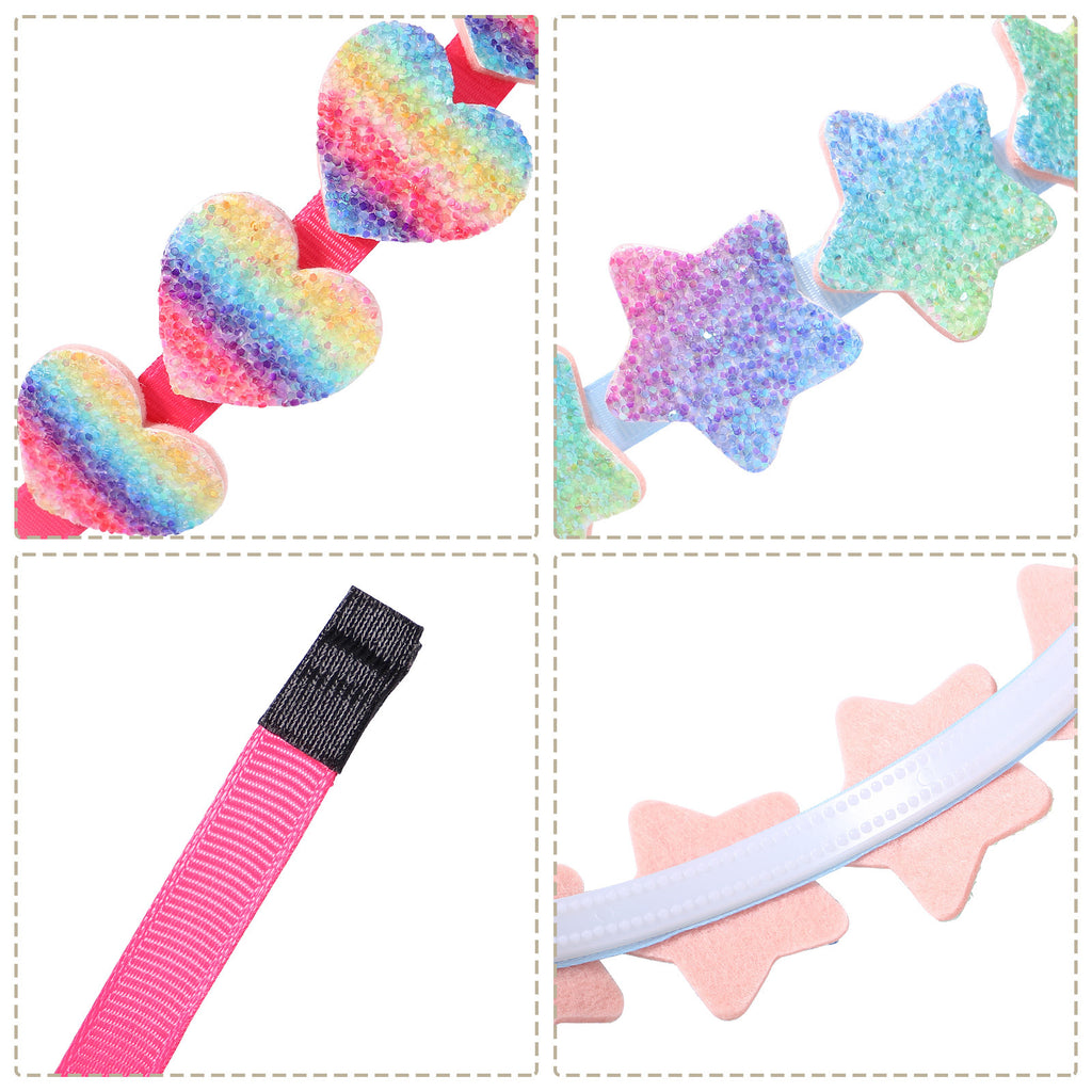 New Fashion Girls Glitter Hair Bands Cute Colors Hair Hoop Hairbands Lovely Bow Stars Headbands for Kids Gifts Hair Accessories