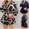 Sexy Long Sleeve Mini Dress Women Autumn 2023 Casual Print High Waist Slim Black Shirt Dresses Elegant Spring Fall Clothes