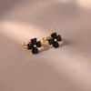 New Arrival Stud Earrings Fashion Plant Metal Women Trendy Korean Elegant Black Four-leaf Flower Light Luxury Elegant Jewelry