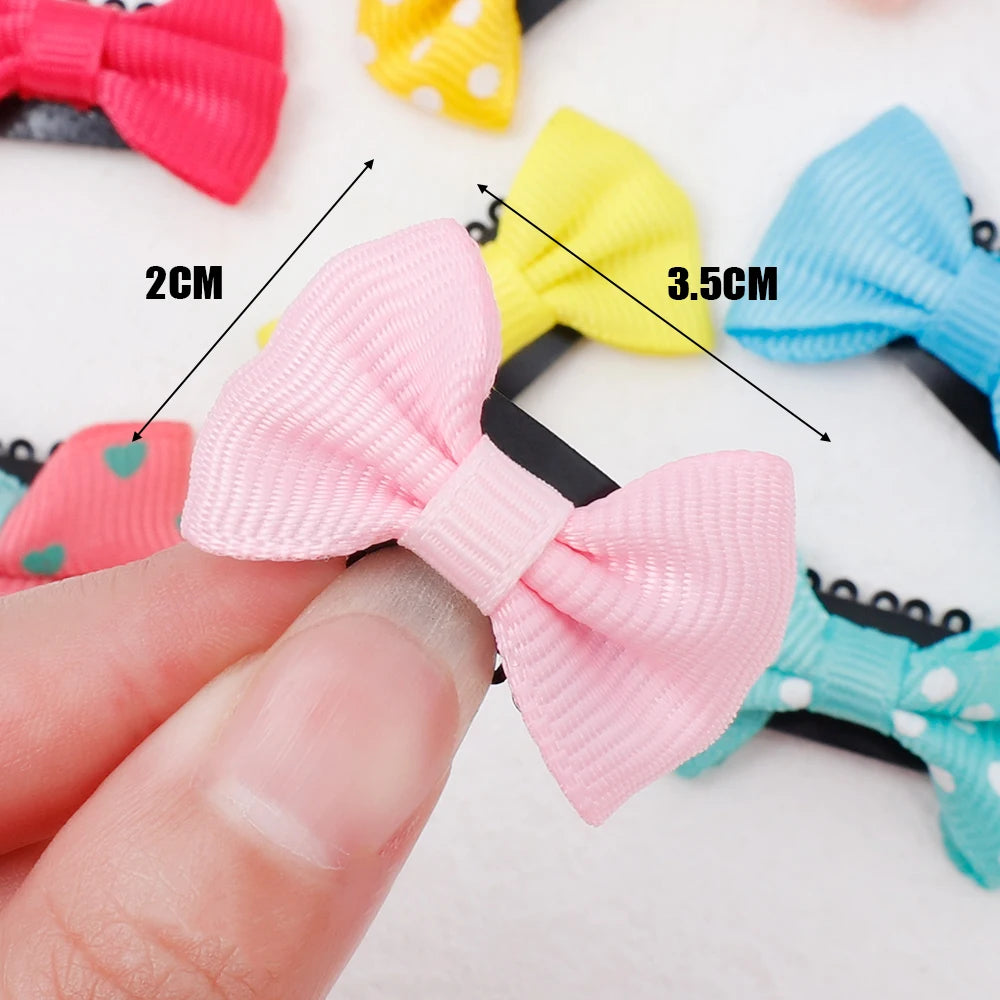 10-50Pcs/lot Candy Color Baby Mini Bow Hair Clips Safety Hair Pins Barrettes for Children Girls Kids Ribbon Hair Accessories