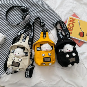 Children Cartoon Bananas Women'S Canvas Crossbody Bag Dames Denim Sport Half Moon Belt Messenger Chest Bags For Women