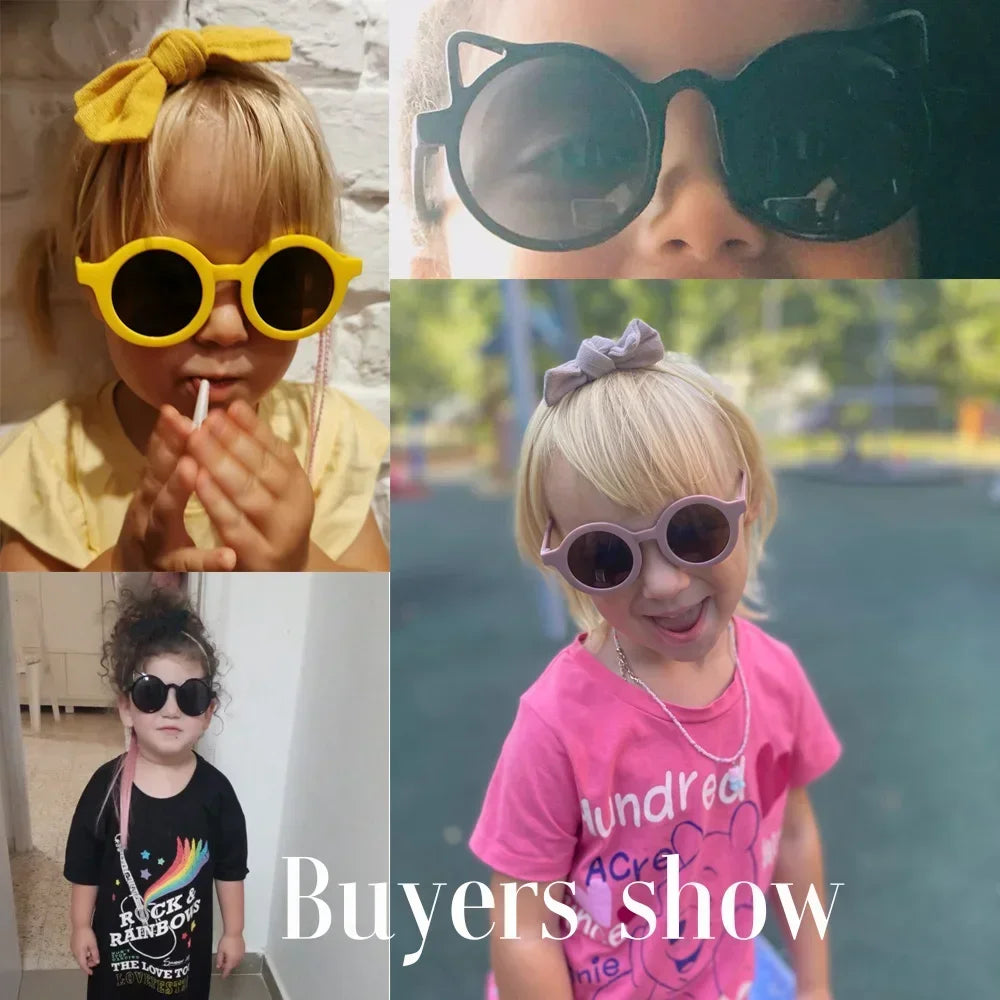 2Pcs/set Kids Summer Round Sunglasses Bows Headband Gift Sets Children Lovely Glasses Protection Hair Accessories for Girls