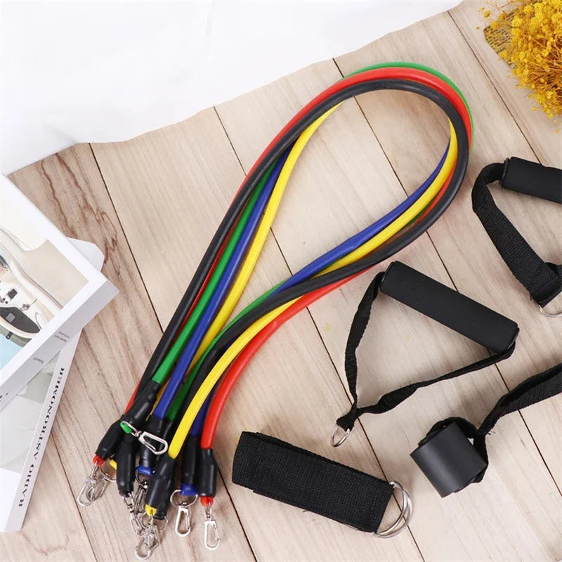 11Pcs/Set Pull Rope TPE Resistance Bands Portable Fitness Equipment Elastic Exercise Band Ankle Strap Chest Expander Exercise