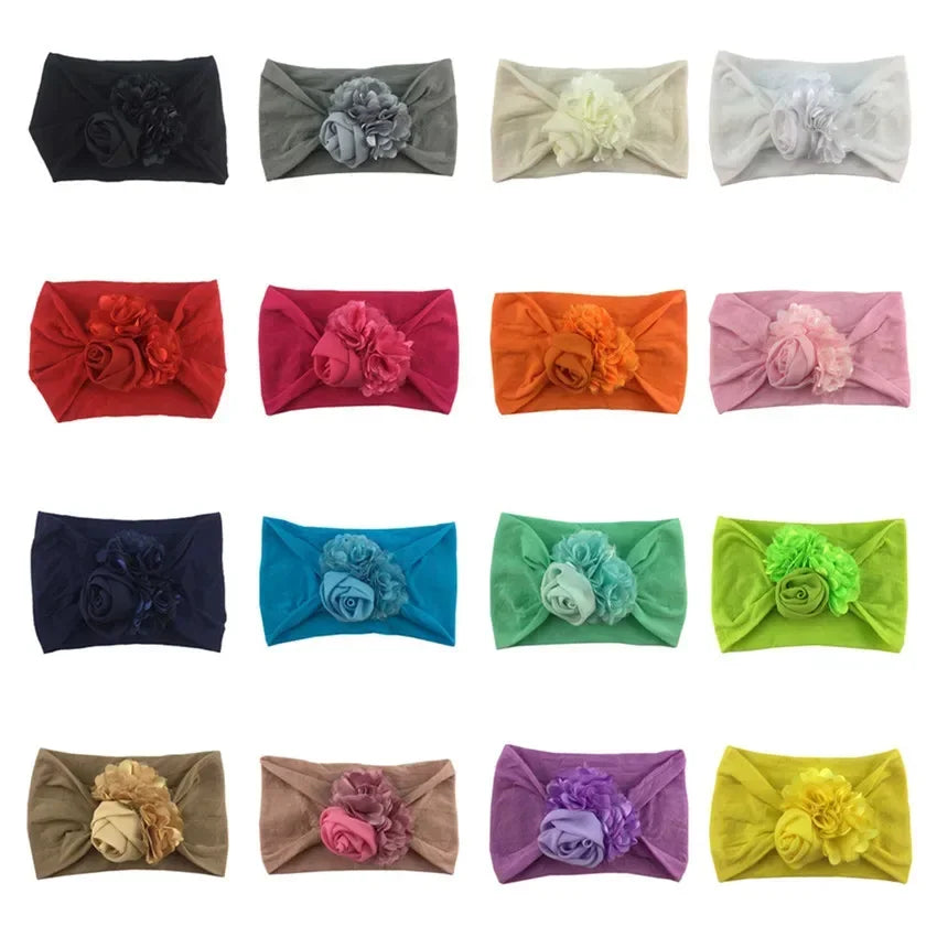 Kids Headwear Soft Stretch Flower Headband Knot Wide Nylon Headwraps Baby Girls Hair Bands Photo Props for Newborn Accessories