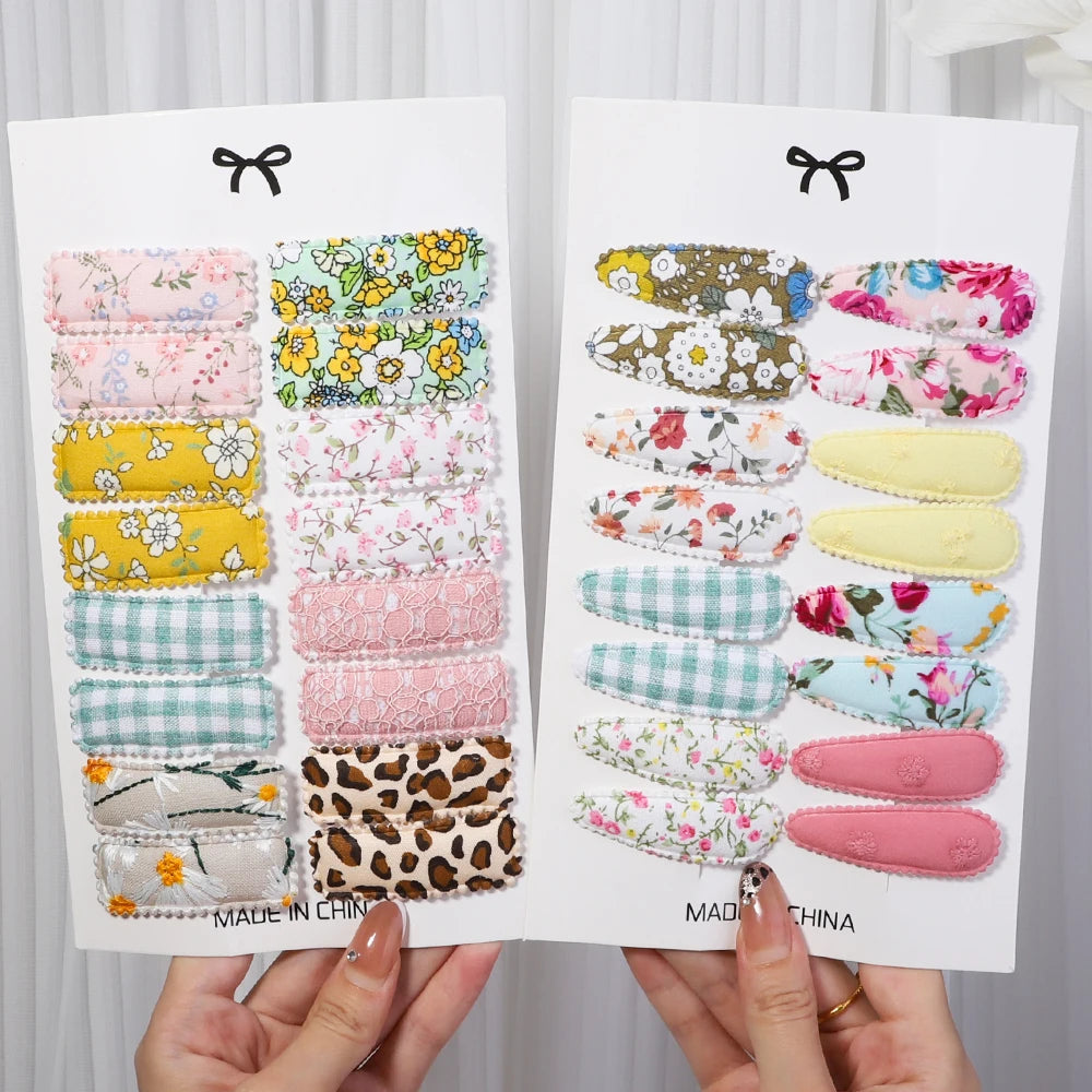 6/10Pcs Fashion Print Hairclips with Paper Jam Girl Waterdrop Broken Hair BB Clip Handmade Hairpin Headwear Kid Hair Accessories