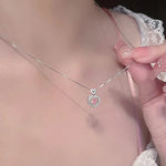 Load image into Gallery viewer, 1PC Pink Heart Pendant Necklace for Women Lovers Rhinestione Clavicle Chain Chocker Female Cute Crystal Moonstone Jewlery Gifts
