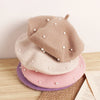 Wool Kids Girls Hat with Pearls Retro Baby Beret Hats for Girls Autumn Kids Winter Cap for Children Accessories 2-6Y