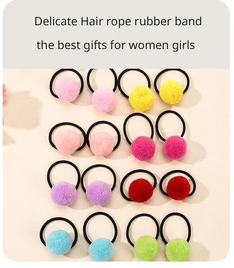 ncmama 16Pcs/lot Sweet Girls Animal Hair Ball Hair Ring Rubber Baby Hair Bands Kids Headwear Korean Hair Accessories Ornaments