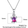 Blue Purple Oval Zircon Cute Turtle Pendant Necklaces for Women Fashion Multicolour Crystal Rainbow Stone Animal Custom Jewelry