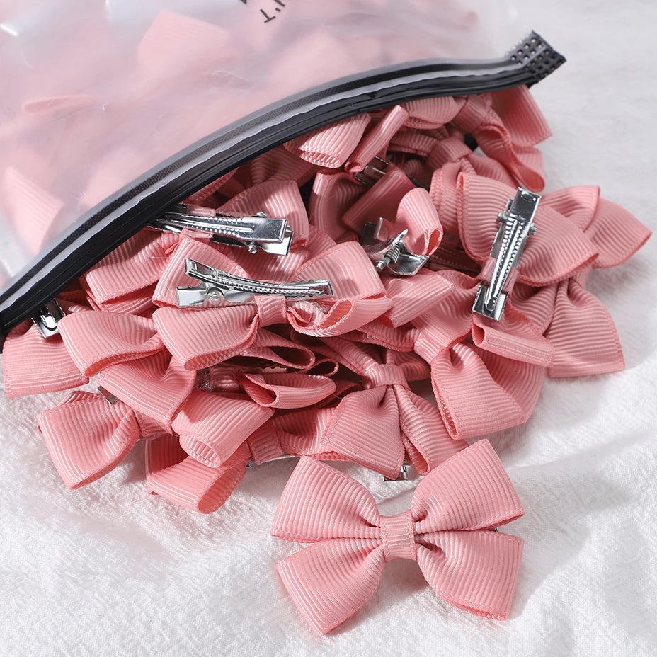 5/15/20Pcs/Set Solid Hairpins for Baby Grosgrain Ribbon Bows Hair Clips Boutique Handmade Headwear Girls Kids Hair Accessories