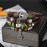 Load image into Gallery viewer, Handmade Weave Charm Tree of Life Wrap Leather Mens Bracelets for Women Star Bangles Femme Homme Male Jewellery Pulseras Mujer
