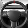 1pcs Steering Wheel Center Sticker Car Steering Wheel Top Marker Center Line Red Marking Super Suede Decoration Accessory