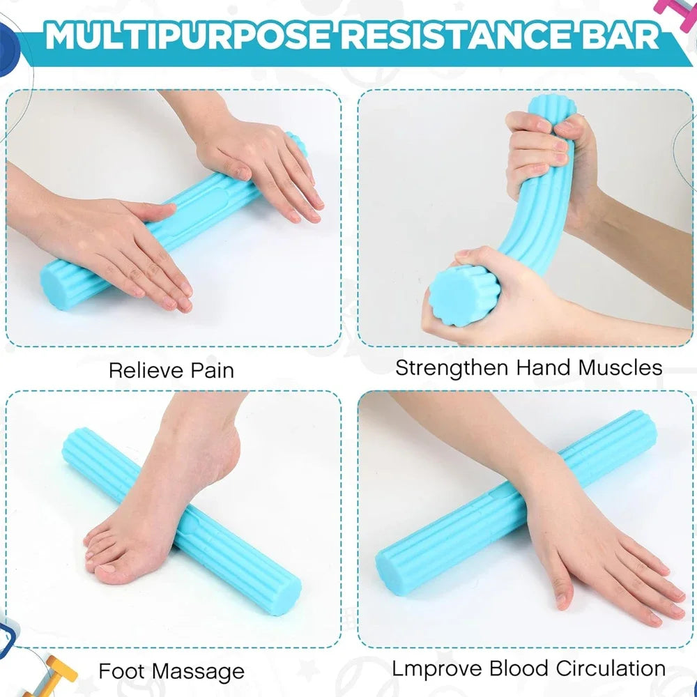 Physical Therapy Flexible Twist Bar Rod Hand Wrist Exerciser Bars Silicone Different Resistance Strength Training Tools