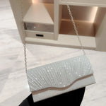 Load image into Gallery viewer, Ladies Glitter Silver Clutch Bag Envelope Evening Bag Fashion Elegant Long Purse Women Chain Shoulder Bags Wedding Party Handbag

