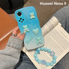 Phone Case for Huawei Nova 9 Huawei Nova 9 Pro Huawei Nova 9 SE Wavy Gradient 3D Sweet Bear Hand Strap Bracelet Back Cover