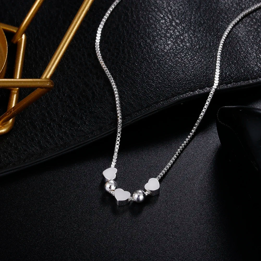 45cm 925 sterling silver charms romantic heart pendant necklace for woman fine party wedding fashion jewelry christmas gifts