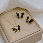 Load image into Gallery viewer, Fashion European and American Cute Micro-inlaid Butterfly Necklace Earrings Set Classic Light Luxury Transparent Stainless Steel
