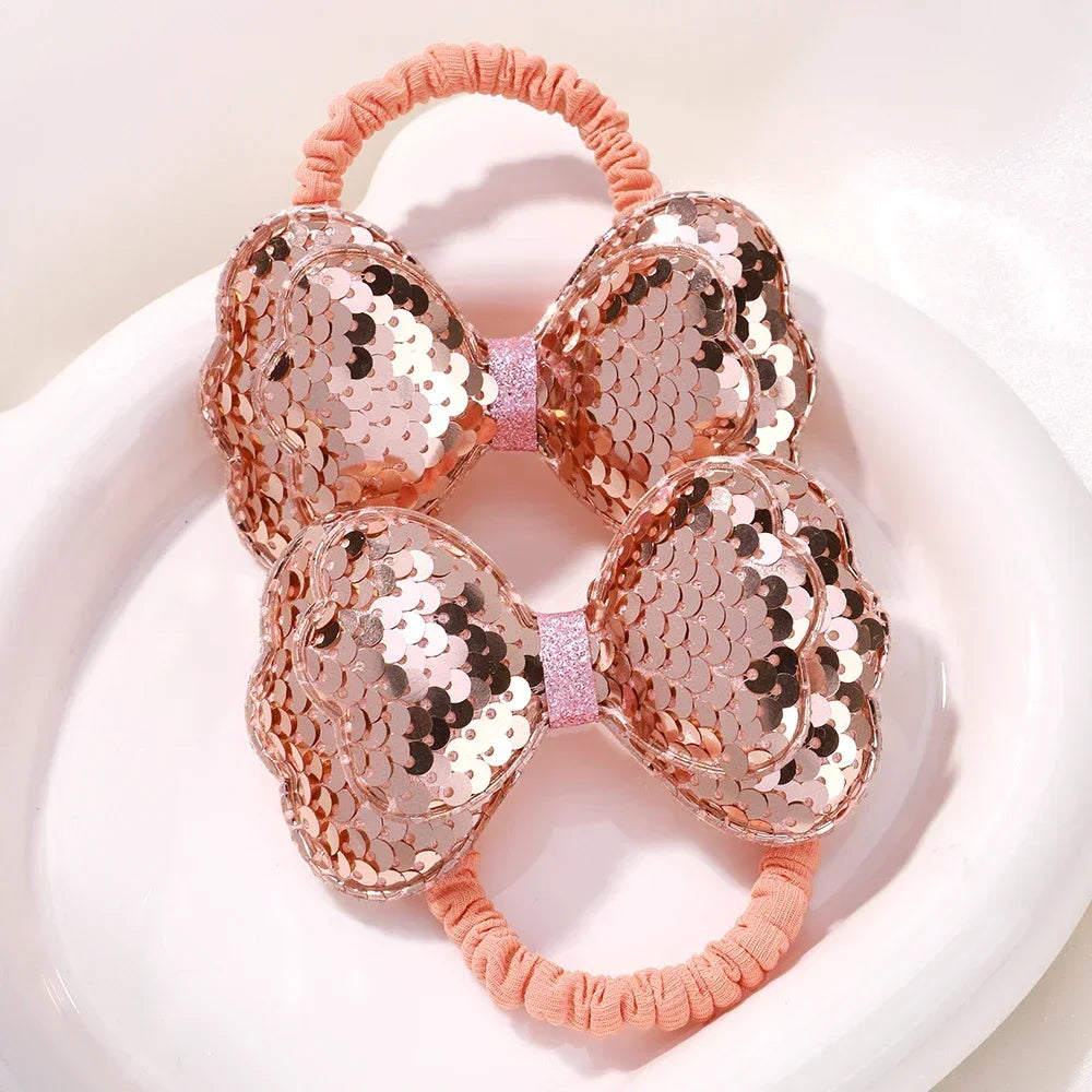 2Pcs/lot Lovley Flower  Ponytail Elastic Hair Bands for Girl Children Hair Ties Cartoon Kids Hair Accessories Baby Headwear
