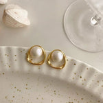 Load image into Gallery viewer, Imitation Pearl Earring for Women Gold Color Round Stud Earrings Korean Delicate Irregular Design Unusual 2023 Fashion Jewelry
