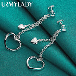 Load image into Gallery viewer, URMYLADY 925 Sterling Silver Hollow Solid Heart Earrings Eardrop For Women Charm Wedding Fashion Engagement Jewelry

