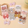 4Pcs/Set Lovely Bowknot Clips Hairpins Baby Girl Fresh Pastoral Style Hairclips Hair Accessories Kids Print Hollow Hairgripe