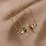 Load image into Gallery viewer, 2024 Creative Long Pendant Tassel Crystal Drop Earrings Cute Colorful Enamel Bird Earrings For Women Wedding Band Jewelry
