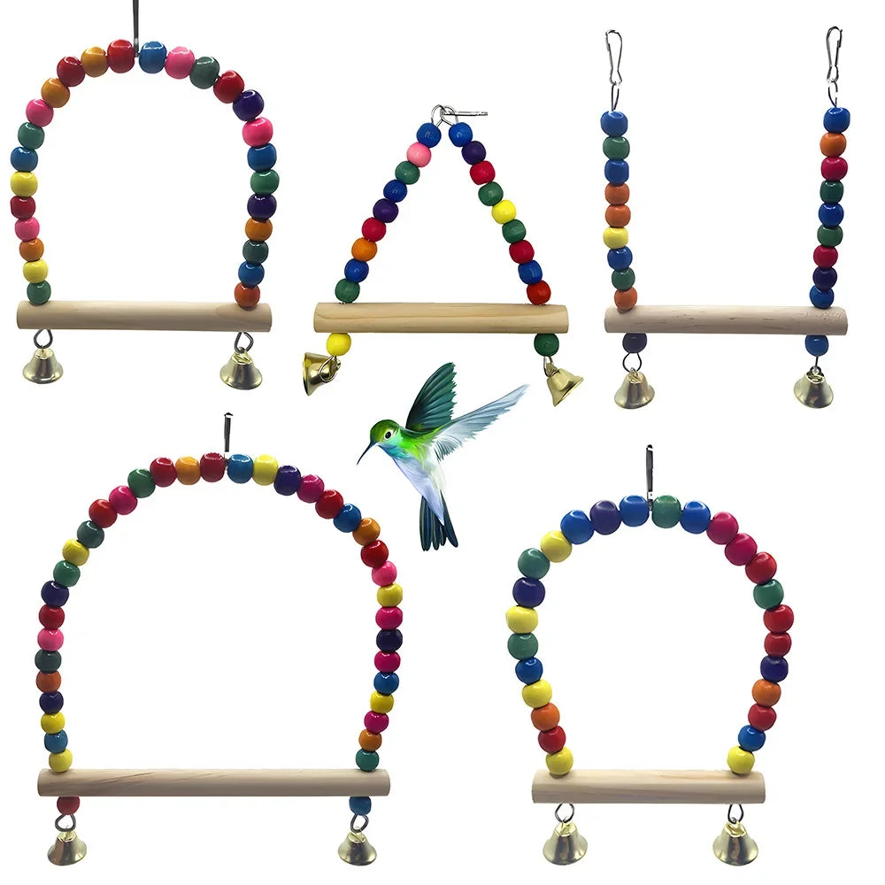 Colorful Multifunctional Hanging Parrot Bird Toy Swing Cloud Ladder Climbing Ladder Standing Pole Cage Accessories Pet Supplies