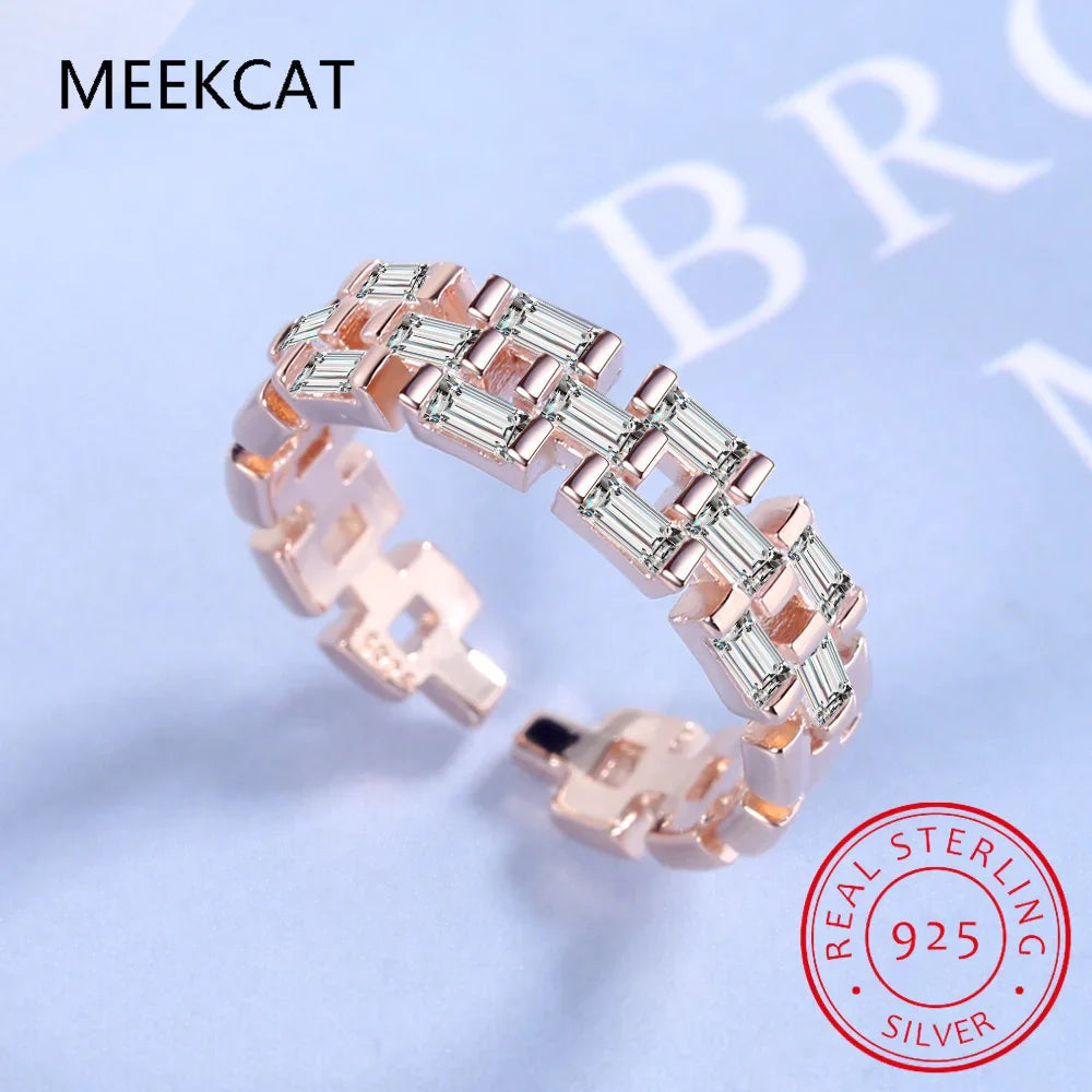 Classic Luxury Full Cubic Zirconia Ring 925 Sterling Silver CZ Finger Rings For Women Girls Party Accessories Jewelry JZ1337