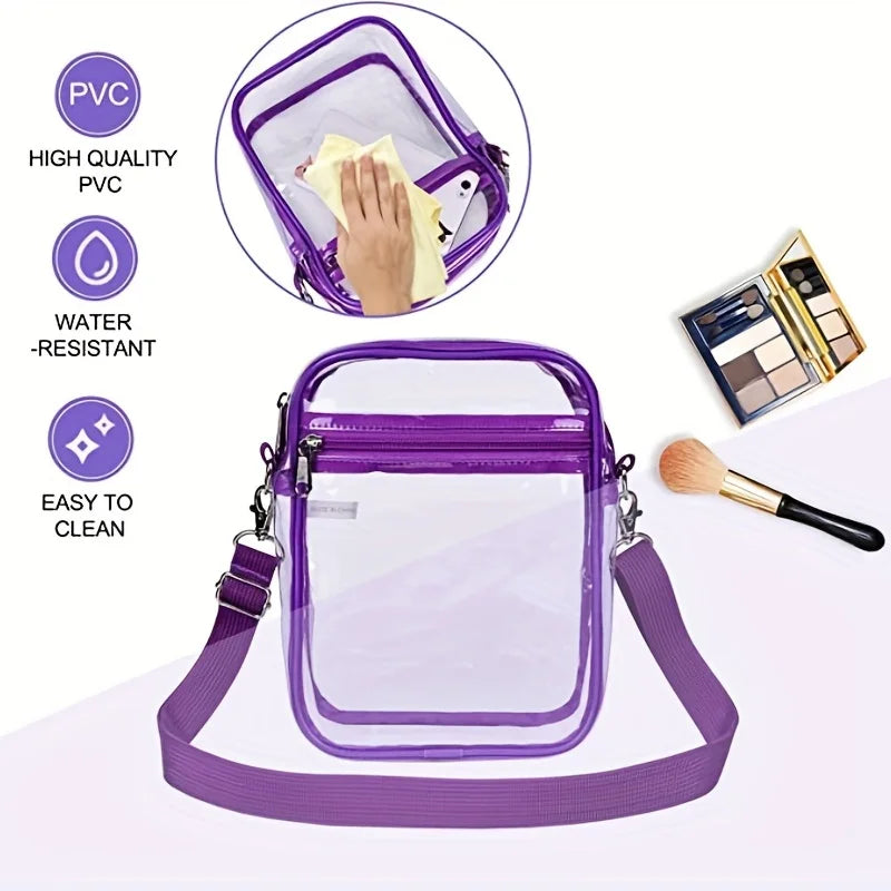 Large Clear Messenger Bag: Adjustable Shoulder Strap Sports Shoulder Bag For Work, Business, & Traveling