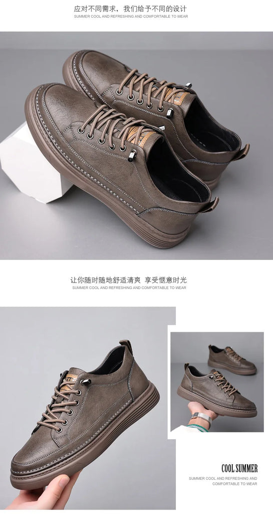 Italian Genuine Leather Casual Shoes Men's Lace Up Oxford Shoes Outdoor Jogging Shoes Office Men's Dress Shoes Sneakers 2023 Man