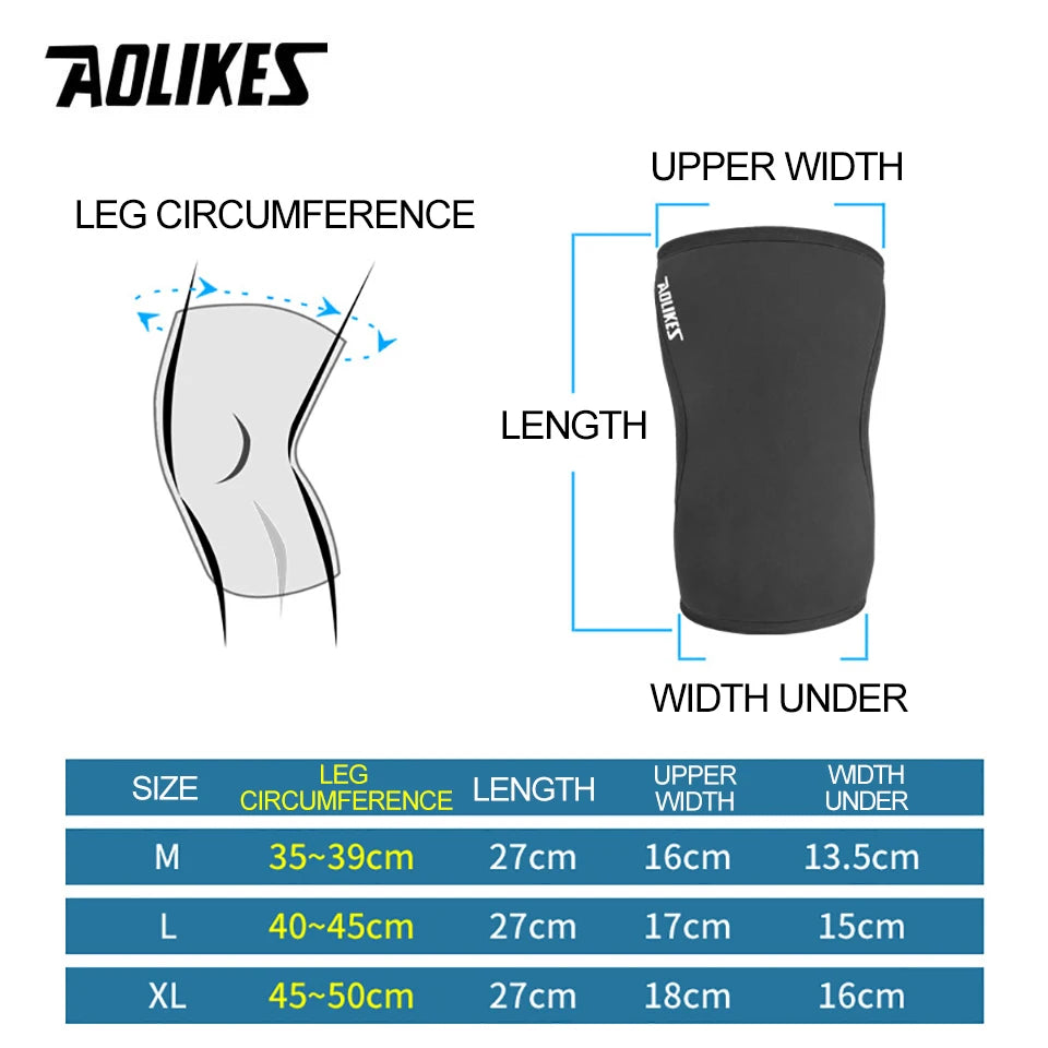 AOLIKES 7mm Neoprene Knee Sleeves for Weightlifting (Pair) Compression Knee Brace Support For Squats Crossfit Training Workout