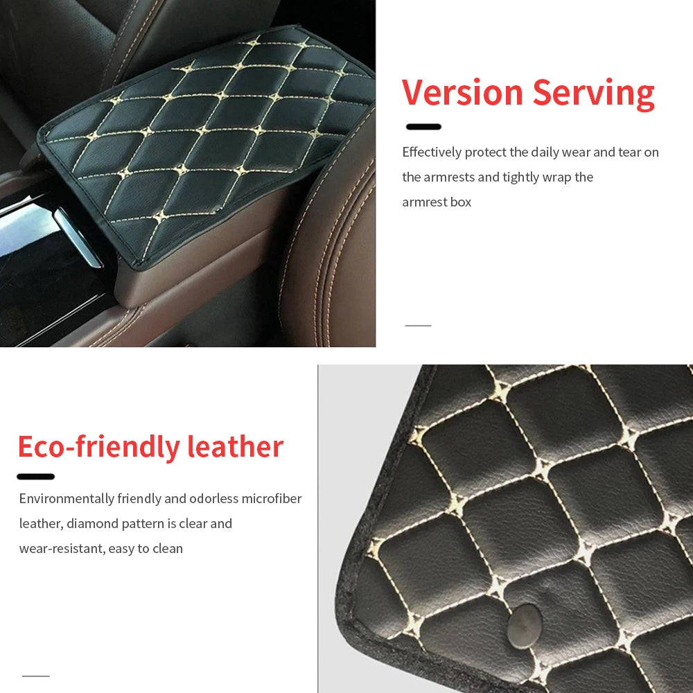 Car Armrest Cover Leather Cushion Auto Armrest Box Mat Waterproof Protective Arm Rest Cover Set Universal Auto Accessories