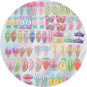 No Slip Metal Snap Hair Clips for Girls Barrettes for Kids Teens Women Cute Candy Color Cartoon Design Hair Pins Accessories
