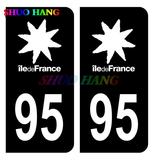 Car License Plate Sticker 75 Paris Black & F Europe 95 Val-D'Oise Noir & F Europe License Plate Decal Vinyl Car Accessories PVC