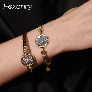 Foxanry Silver Color Portrait Pattern Bracelet For Women Couple Trendy Vintage Ethnic Creative Personality Birthday Jewelry Gift
