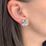 Load image into Gallery viewer, Huitan Versatile Stud Earrings for Women Bright Zirconia Ear Stud Lady Everyday Wearable Jewelry for Engagement Ceremony Party

