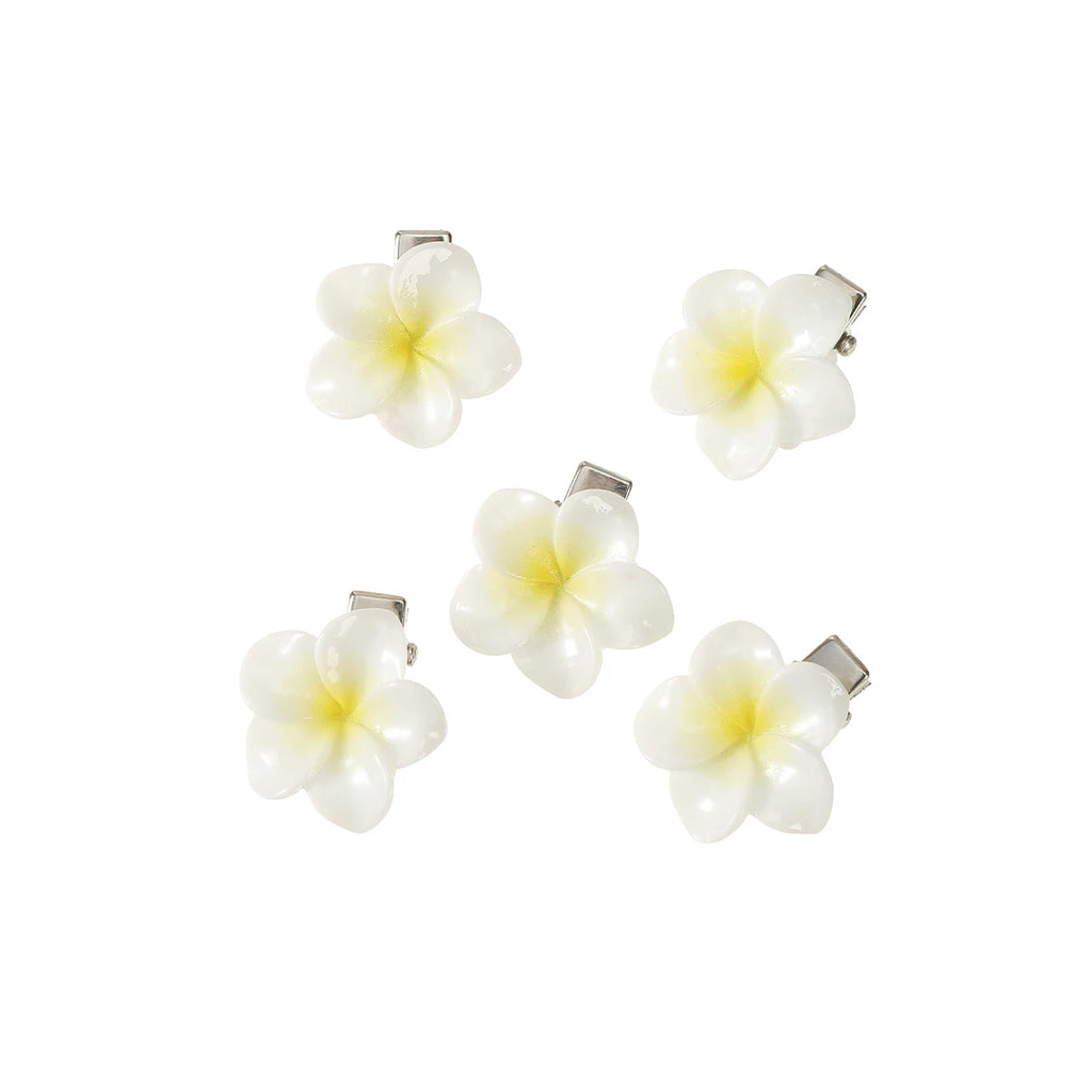 AWAYTR 5Pcs/Set Sweet Plumeria Hairpin Hair Clips For Kids Girls Flower Hairpins Mini Hair Clips Duckbill Clip Hair Accessories