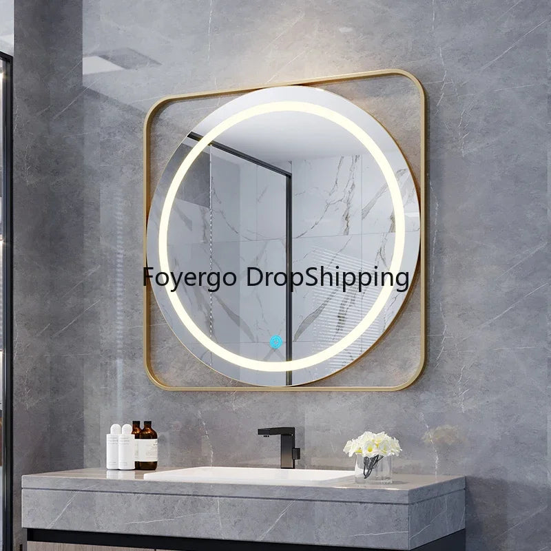 Round Smart Bathroom Mirror Lighting Square Touch Led Bathroom Mirror Fogless Espejo Cuerpo Entero Shower Accessories CC50BM