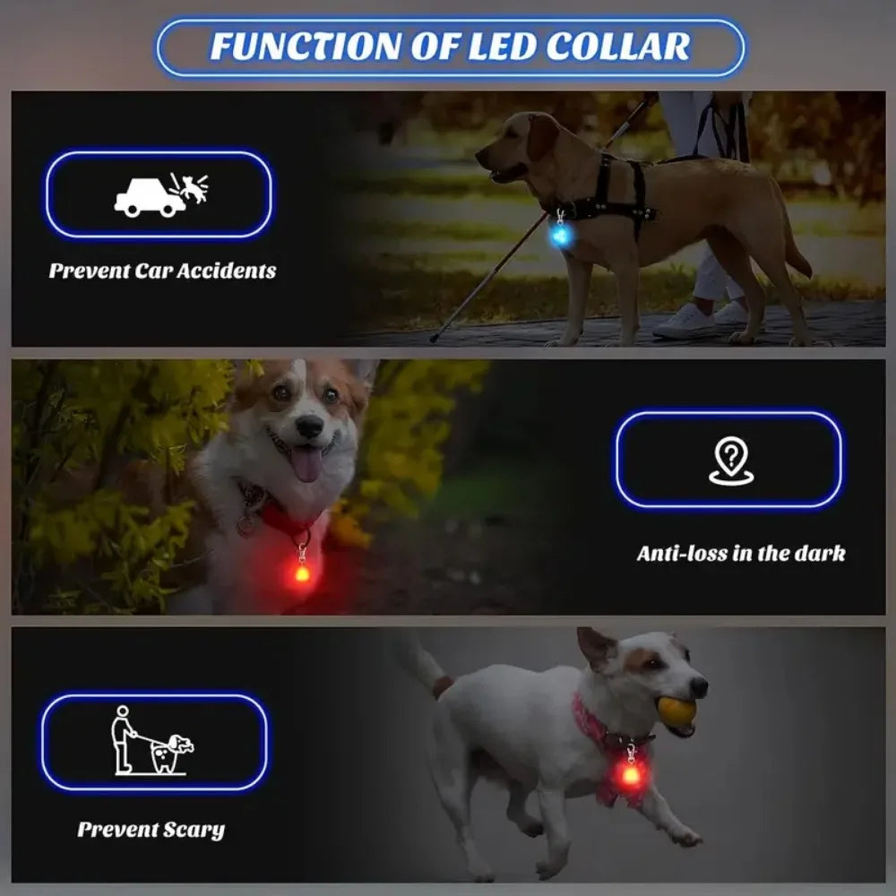 LED Pet Pendant Collar Waterproof Dog Collar Light for Outdoor Walking Safety Silicone LED Dog Collar Dog Tag Battery Included