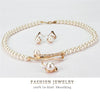 Elegant Women Bridal Wedding Party Pearl Rhinestone Necklace Earrings Jewelry Set New Fashion