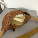 Load image into Gallery viewer, Women Waist Pack Large Capacity Corduroy Fanny Pack Street Style Chest Bag Fashion Shoulder Crossbody Bags Casual Waist Belt Bag
