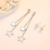 Genuine 925 Sterling Silver Jewelry Long Chains Star Drop Earrings For Lady New XY0026